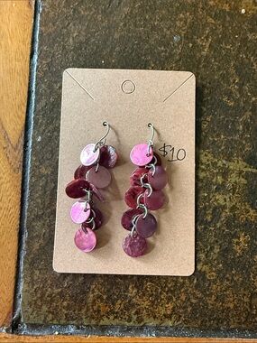 Handcrafted Pink Dangle Disc Earrings - Women Jewelry